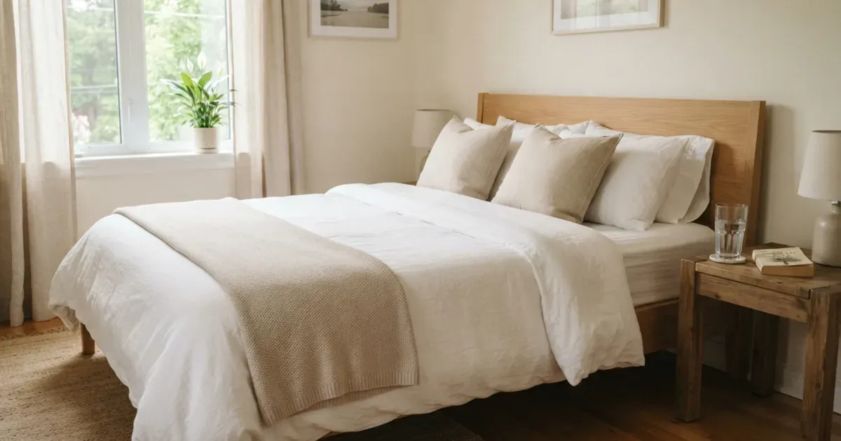 A comfortable bed with a pillow and a glass of water on the nightstand